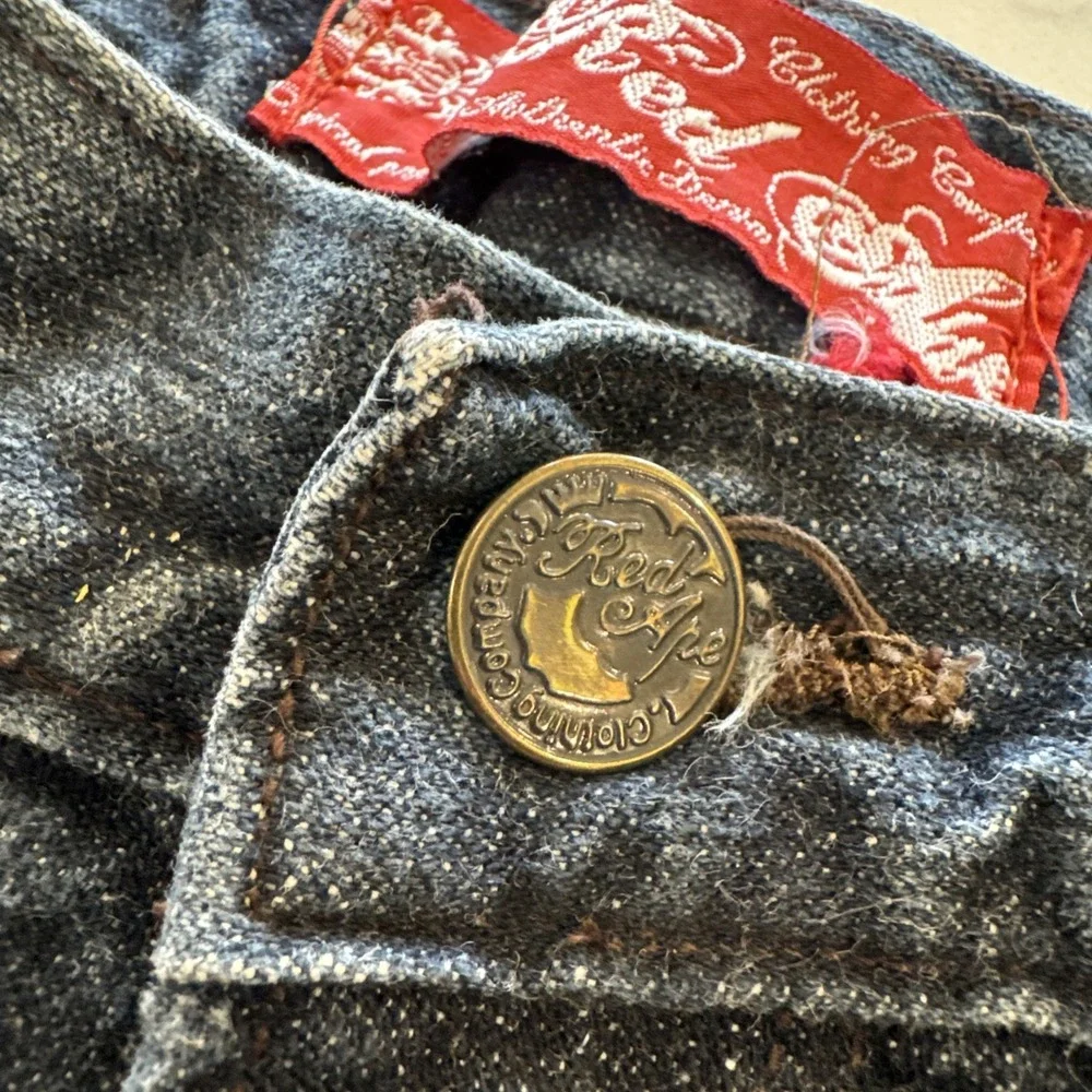 Red Ape Shorts Men's 34 Baggy Raw Denim Jorts Blue Vintage Y2K Skater Emo